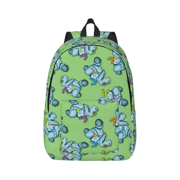 Xecao Motorcycle Riding Dinosaur for Canvas College Laptop Backpack, Durable Rucksack Travel Notebook Bag School Backpack Book Bag for Men Women