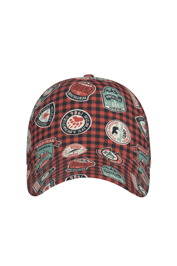Mountain Adventure Badges for Baseball Cap: Unisex, crafted from classic polyester twill fabric, featuring a soft unconstructed design