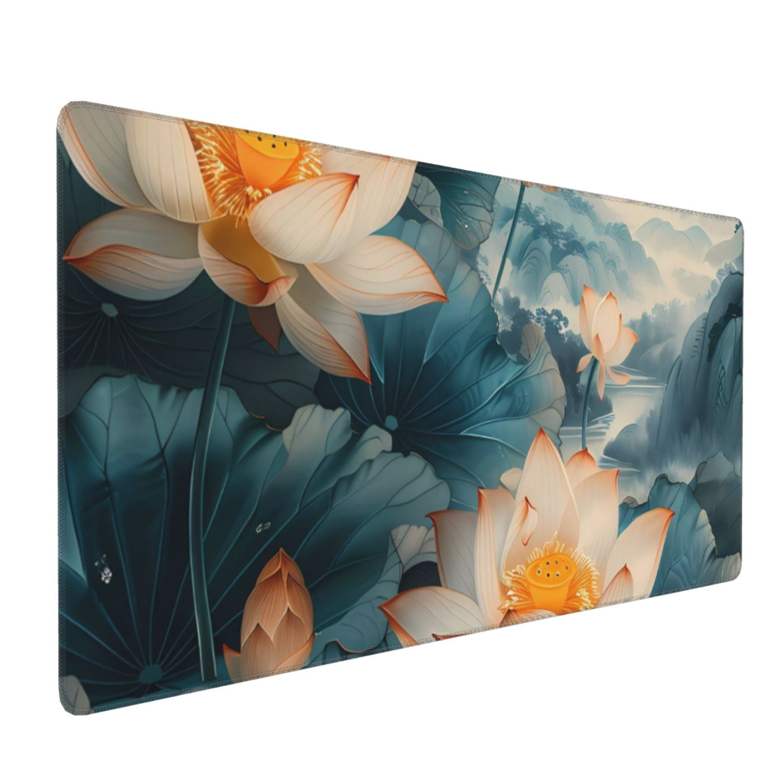 Xecao Mountain Lotus Serenity Print Large Mouse Pad, 16x35.5in Mousepad, Professional Non-Slip Rubber Base Big Mouse Pad, Mouse Pad for Gaming & Office Full Desk Mouse Pad