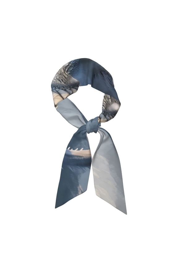 Mountain White Dragon Pattern Large Satin Head Scarf - Satin Hair Scarves Silk Bandana Scarf Headscarf Silk Feeling Scarf for Women