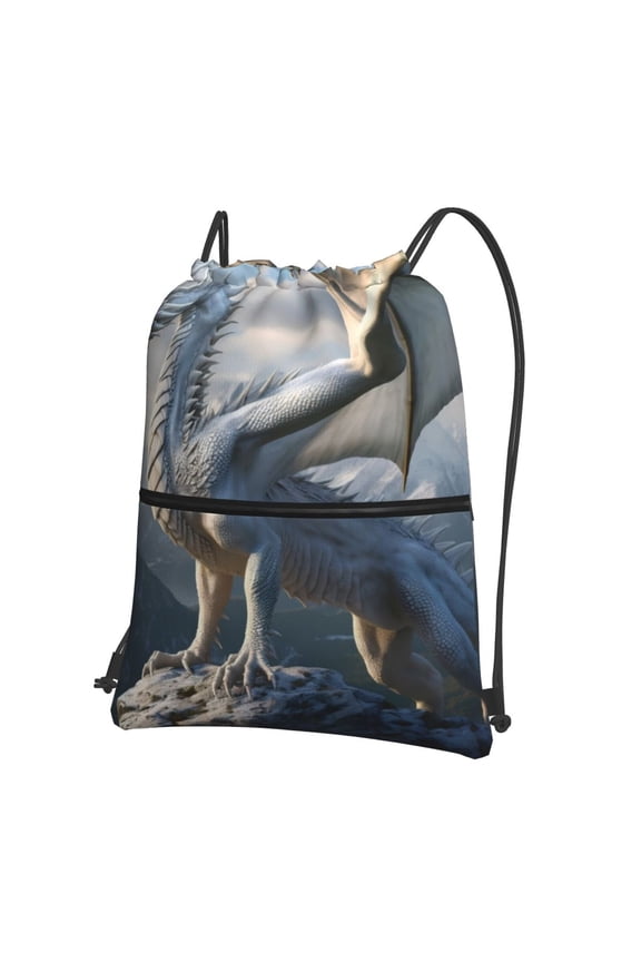 Mountain White Dragon for Drawstring Bags,Pull String Backpack Bags,String Bag Sackpack