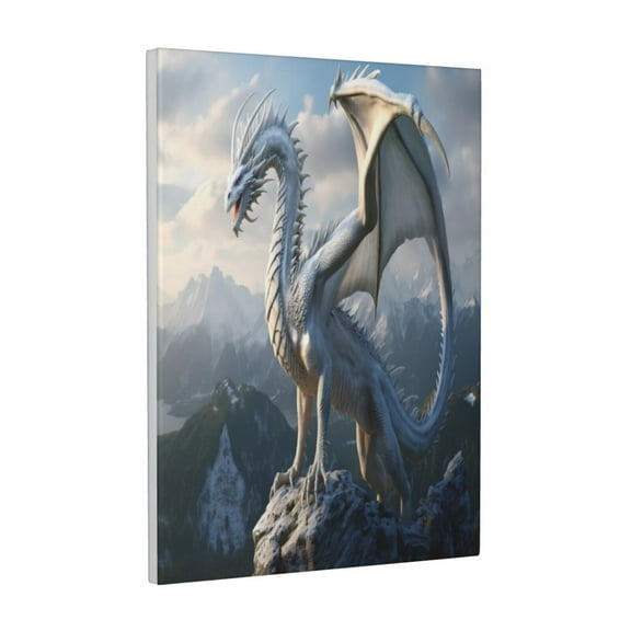 Xecao Mountain White Dragon for Ready-to-Hang Canvas Art 12x16 Inches - Waterproof HD Print Solid Wood Frame for Gifting,Vertical