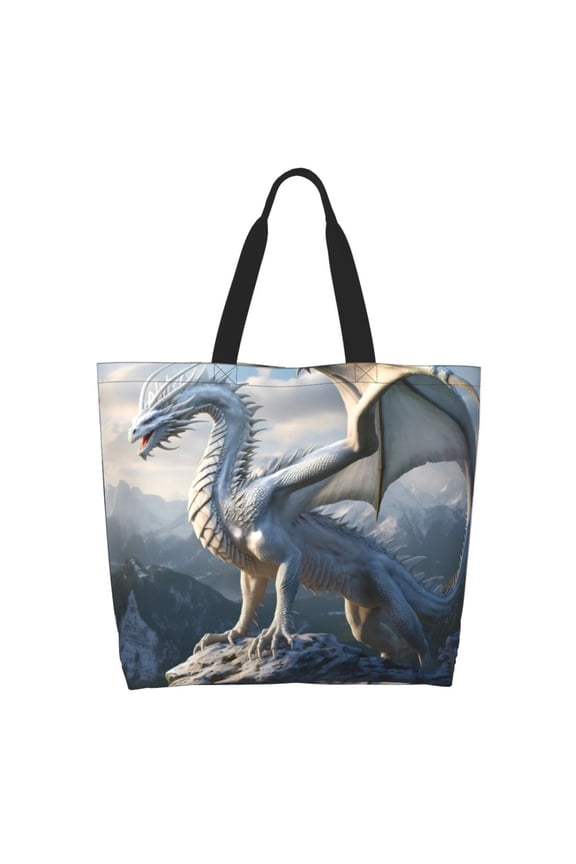 Mountain White Dragon for Tote Bag for Women, Tote Shoulder Bag with a littlw pocket and Handbag for Travel, Work