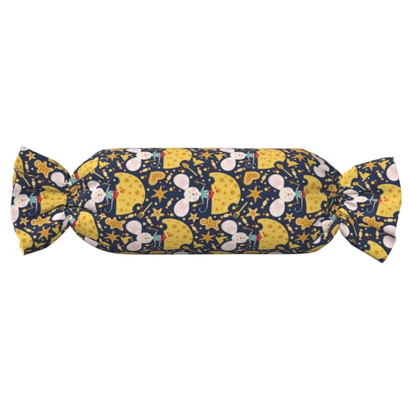Xecao Mouse Cheese Print+Candy-Inspired Plush Pillow for Men Women Suitable for Beds, Sofas, Game Rooms Drawstring Closure