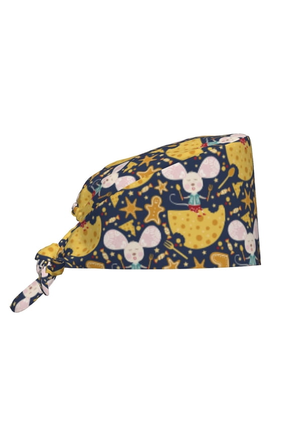 Mouse Cheese Print Men Women Adjustable Working Cap with Button Unisex Hats Sweatband