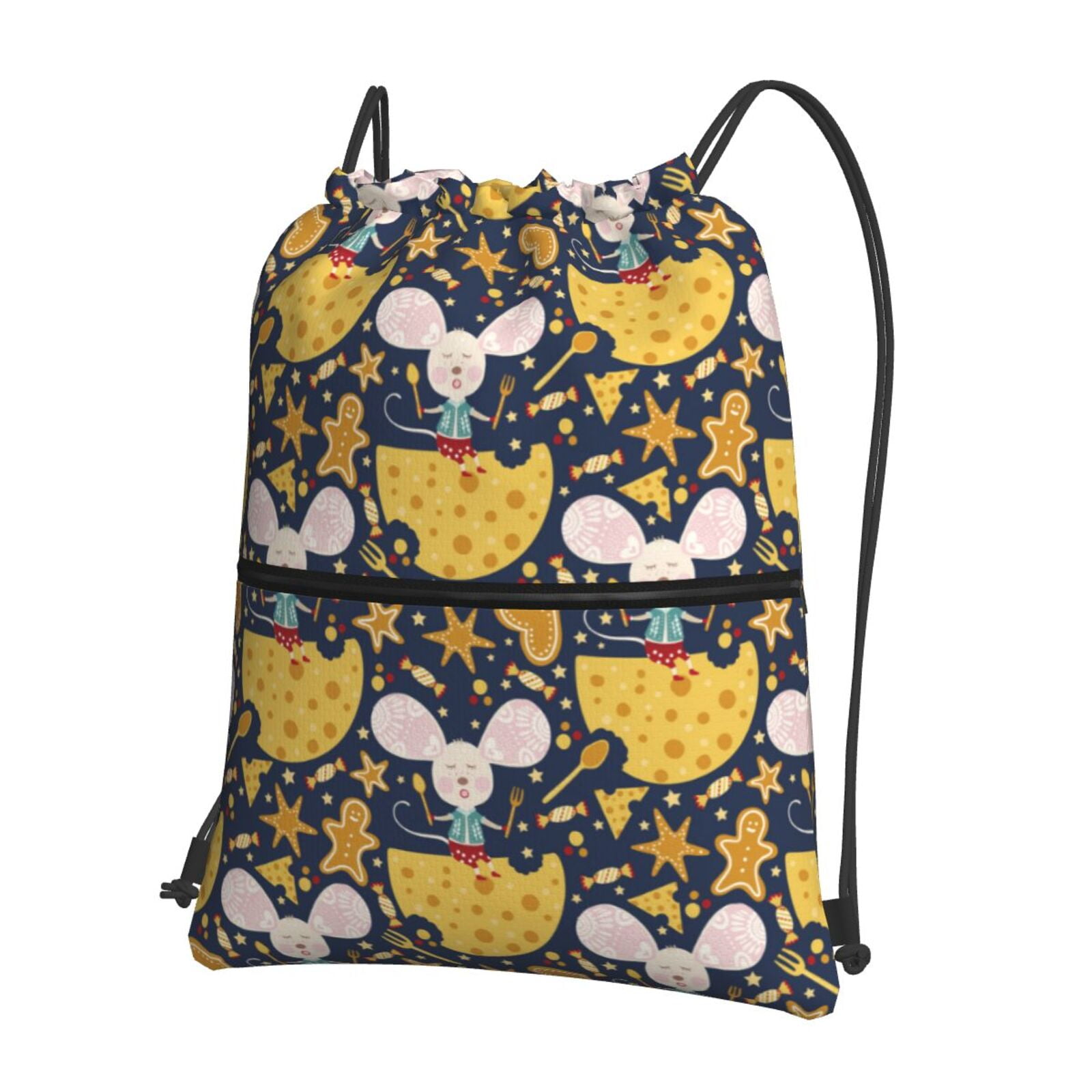 Xecao Mouse Cheese for Drawstring Bags,Pull String Backpack Bags,String Bag Sackpack
