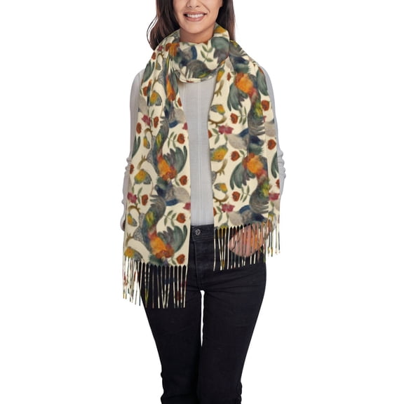 Xecao Multi-Colored Roosters Pattern Womens Winter Scarf Fall Scarf Oversized Large Scarf for Women Warm Shawl Wrap