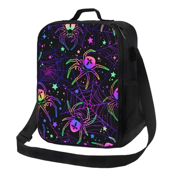 Xecao Multi-colored Spiders Print Lunch Bag - Durable, Double-Insulated Lunch Bag, Holds Lunch Box, Water Bottle, & Snacks,Leakproof Cooler Tote Bag