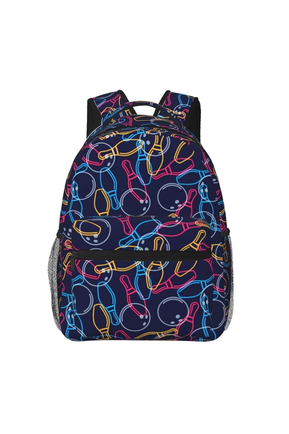 Multicolor Bowling Backpack, a stylish and functional choice for both men and women, is the perfect basic bookbag for college, work, or travel