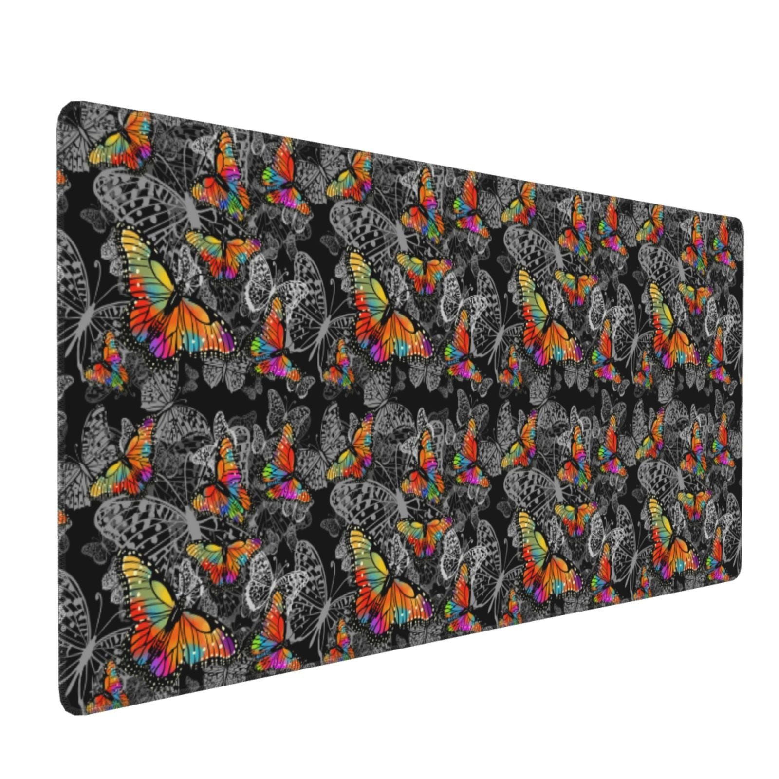 Xecao Multicolored Butterflies C Print Large Mouse Pad, 16x35.5in Mousepad, Professional Non-Slip Rubber Base Big Mouse Pad, Mouse Pad for Gaming & Office Full Desk Mouse Pad
