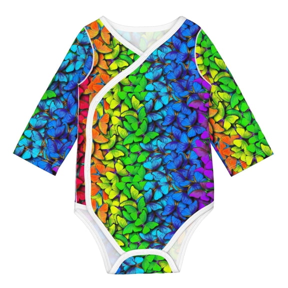 Xecao Multicolored Butterflies Print Baby unisex-baby Cotton Long-sleeve Bodysuits-3 Months