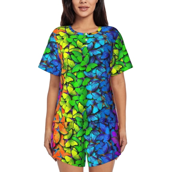 Xecao Multicolored Butterflies print Swimsuit for women, Summer-ready, sporty style.Quick-dry fabric. Many sizes & colors.