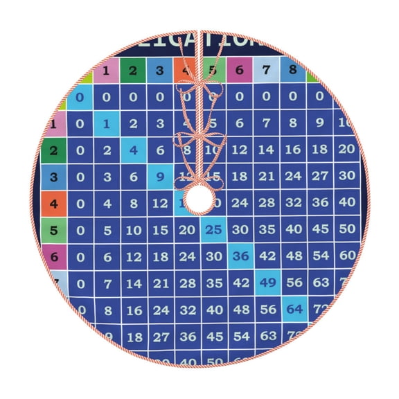 Xecao Multiplication Table Pattern Christmas Tree Skirt Round Xmas Tree Mat Base Cover for Holiday Home Decorations-30"
