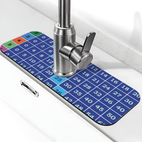 Xecao Multiplication Table for Kitchen Sink Splash Guard Faucet Mat , Faucet Guard & Draining mat, (15" X 5.5" )