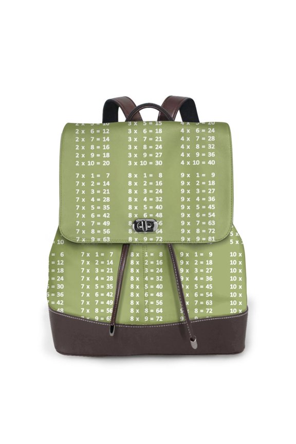 Multiplication Table1 Print Large Backpack Soft Leather for Women Travel with Compartment, Adjustable Convertible Strap