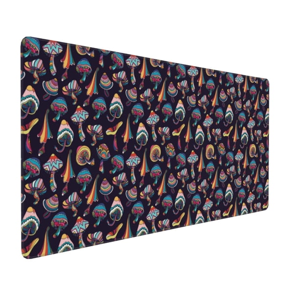 Xecao Mushroom Doodle Print Large Mouse Pad, 16x35.5in Mousepad, Professional Non-Slip Rubber Base Big Mouse Pad, Mouse Pad for Gaming & Office Full Desk Mouse Pad