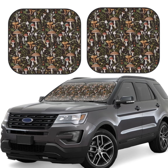 Xecao Mushroom Garnish for Foldable Car Sun Shades (2-Pack) offer sun protection with an easy-fold design for convenient windshield shading.
