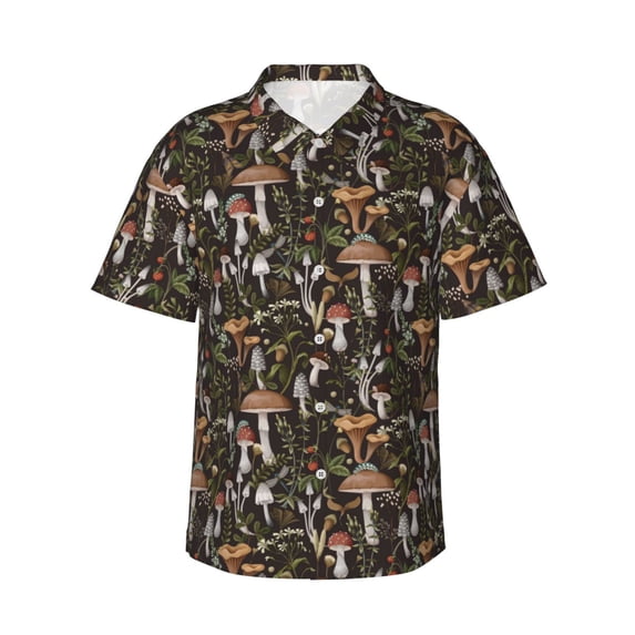 Xecao Mushroom Garnish print Hawaiian shirt - a stylish short-sleeve button-down for men, perfect for casual beach and tropical outings.