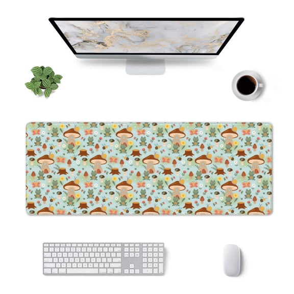 Xecao Mushroom House Insect Frog for Mouse Pad - Waterproof Extended Contour Mouse Mat, Large Gaming Mousepad Laptop Keyboard Mat with Non-Slip Rubber Base
