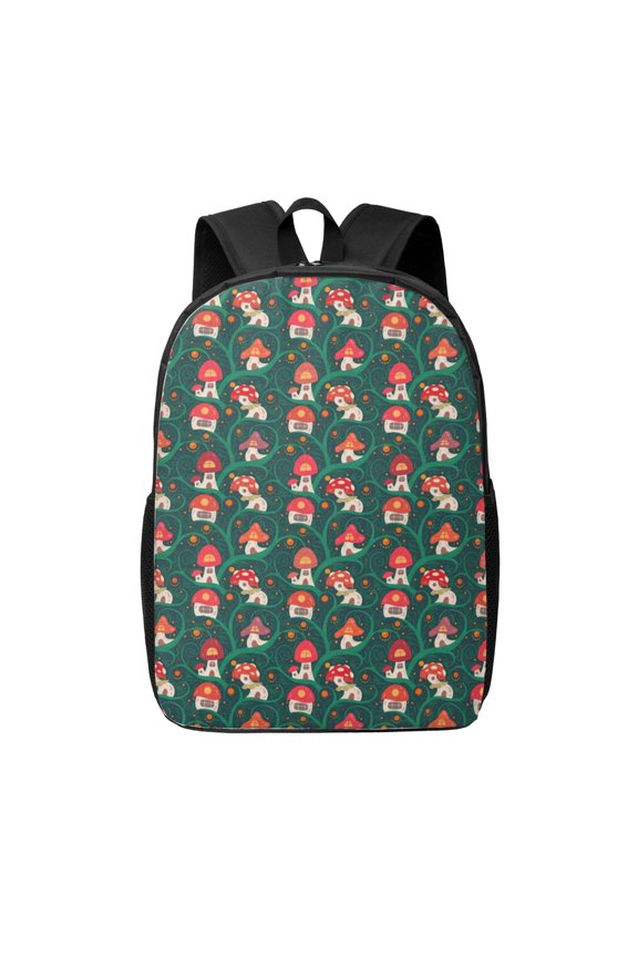 Mushroom House print Travel Backpack, Large Computer Backpack for Men Women, College School Rucksack Book Bag