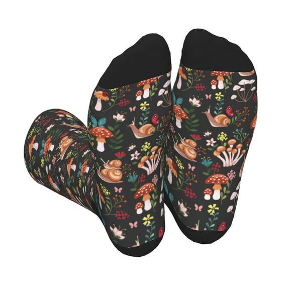 Xecao Mushroom Snail Print Crew Socks for Men and Women, Men's Soft Moisture-wicking Sock