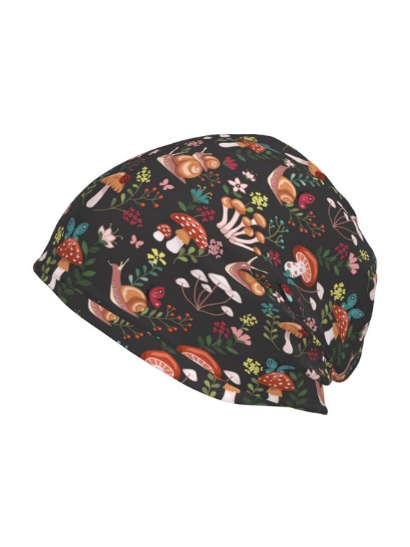Mushroom Snail Print Knit Hat,Winter Beanie for Men Women, Beanie Soft Warm Ski Stocking Cuffed Cap