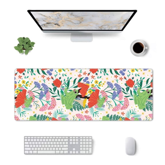 Xecao Mushroom and Frogs for Mouse Pad - Waterproof Extended Contour Mouse Mat, Large Gaming Mousepad Laptop Keyboard Mat with Non-Slip Rubber Base