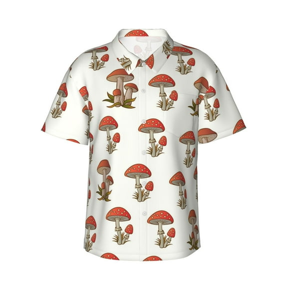 Xecao Mushroom print Hawaiian shirt - a stylish short-sleeve button-down for men, perfect for casual beach and tropical outings.