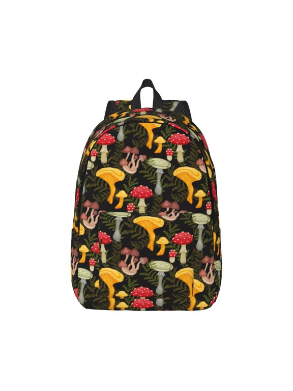 Mushrooms And Fern Stems for Canvas College Laptop Backpack, Durable Rucksack Travel Notebook Bag School Backpack Book Bag for Men Women