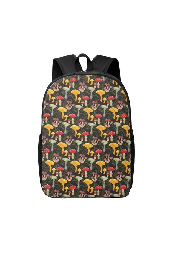 Mushrooms And Fern Stems print Travel Backpack, Large Computer Backpack for Men Women, College School Rucksack Book Bag