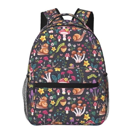 Xecao Mushrooms Snails Butterflies Backpack, a stylish and functional choice for both men and women, is the perfect basic bookbag for college, work, or travel