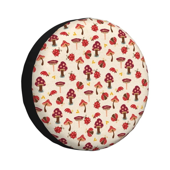 Xecao Mushrooms and Lady Bugs for Tire Covers: Waterproof, dust-proof, and universally fitting for trailers, SUVs-15 inch