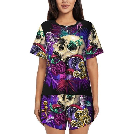 Xecao Mushrooms and Skull print Swimsuit for women, Summer-ready, sporty style.Quick-dry fabric. Many sizes & colors.
