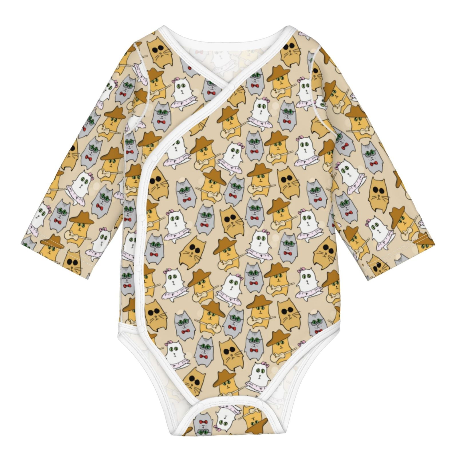 Xecao Music Dancing Cat Print Baby unisex-baby Cotton Long-sleeve Bodysuits-6 Months