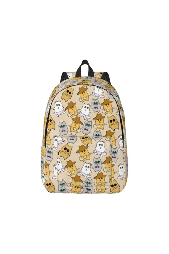 Music Dancing Cat for Canvas College Laptop Backpack, Durable Rucksack Travel Notebook Bag School Backpack Book Bag for Men Women