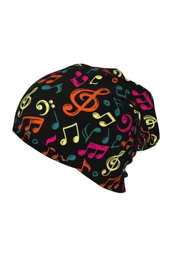 Music Notes Print Beanie Hat Toddler Girls Boys, Baby Hats Winter Warm Knitted Thermal, Kids Winter Caps