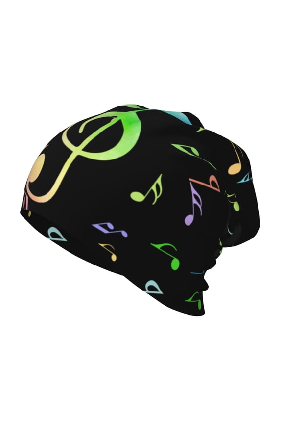 Music Notes Print Beanie Hat Toddler Girls Boys, Baby Hats Winter Warm Knitted Thermal, Kids Winter Caps