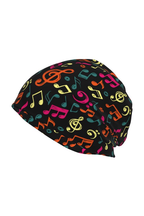 Music Notes Print Knit Hat,Winter Beanie for Men Women, Beanie Soft Warm Ski Stocking Cuffed Cap