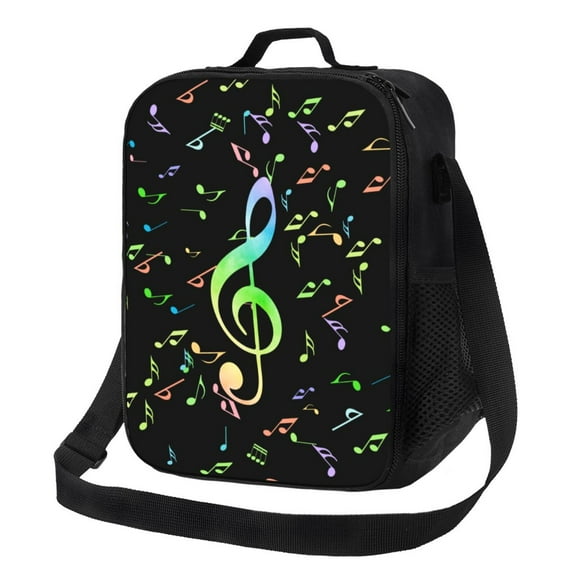 Xecao Music Notes Print Lunch Bag - Durable, Double-Insulated Lunch Bag, Holds Lunch Box, Water Bottle, & Snacks,Leakproof Cooler Tote Bag