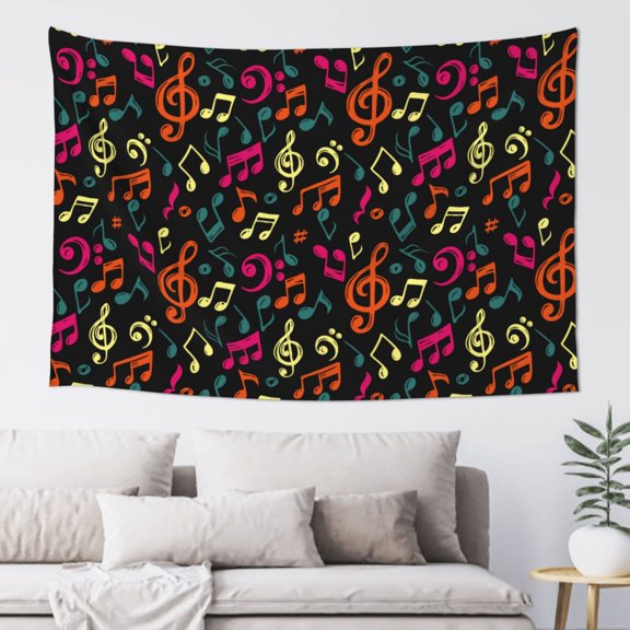 Xecao Music Notes Print Tapestry, Wall Hanging Room Funny Decor, Backdrop Room Decor for Bedroom Living Room dormitory