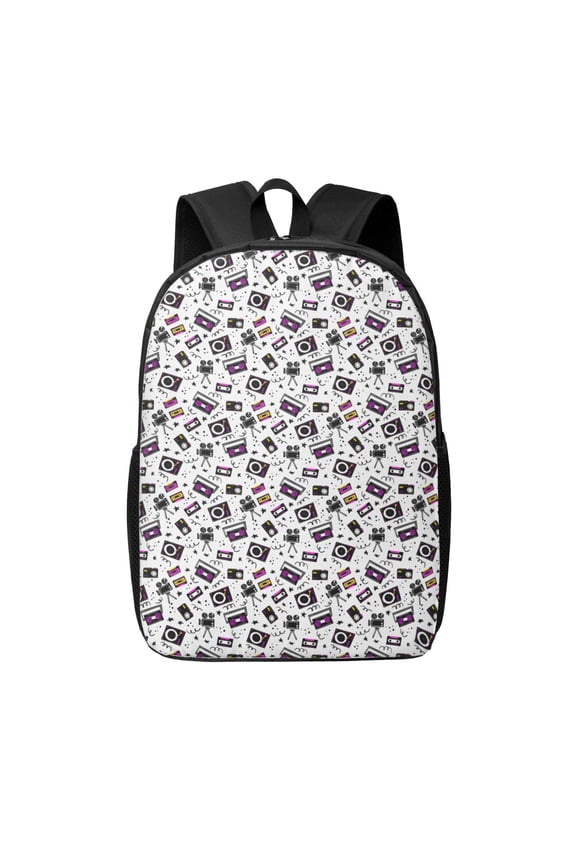 Music Player print Travel Backpack, Large Computer Backpack for Men Women, College School Rucksack Book Bag