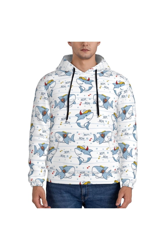 Music Shark Pattern Men's Adult Pullover Hoodie,Hooded Sweatshirt-4X-Large