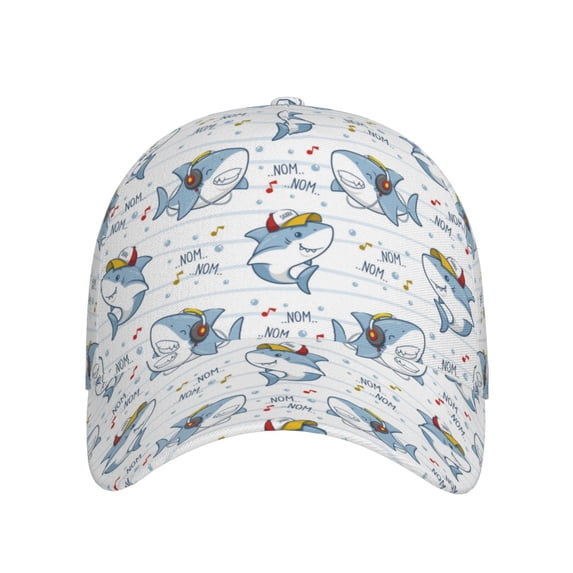 Xecao Music Shark for Baseball Cap: Unisex, crafted from classic polyester twill fabric, featuring a soft unconstructed design