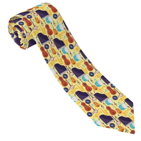 Xecao Musical Instruments Print Tie For Men Necktie Woven Jacquard Neck Ties,Classic Men's Tie