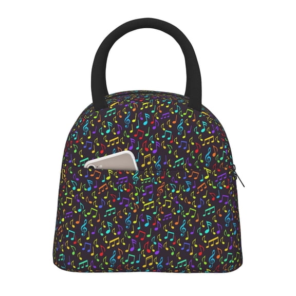 Xecao Musical Notes Lunch Bag , an insulated, reusable tote bag perfect for adults of all genders, ideal for work, office, picnics and beach trips