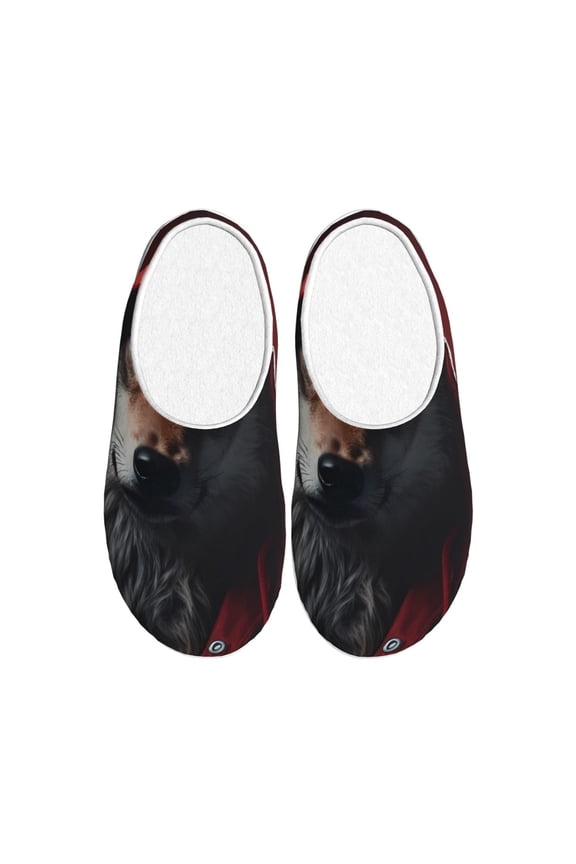 Mysterious Hooded Wolf Print Cotton Slippers Fuzzy Warm Cozy Slippers Non Slip House Slippers For Indoor Outdoor Cotton Slippers House Slippers-39/40