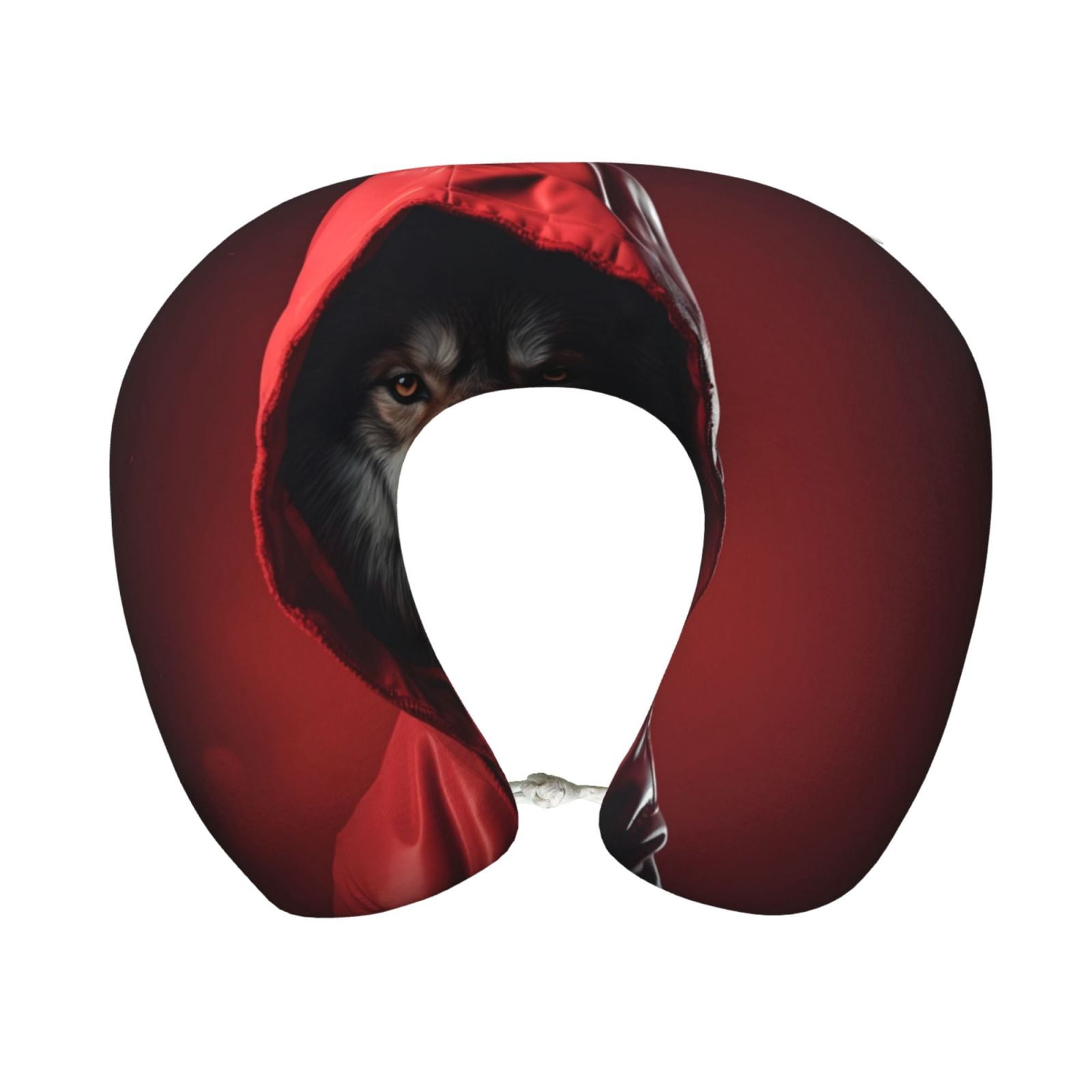 Xecao Mysterious Hooded Wolf Print Memory Foam Cervical Neck Pillow Versatile U-Shaped Pillows for Home,Office,Camping,Travelling,Soft Washable Cover
