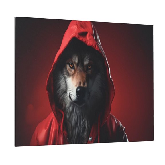 Xecao Mysterious Hooded Wolf for Waterproof Framed Canvas Art - Modern Home Decor with Real Wood Frame for Gifting and Interior Design,Horizontal