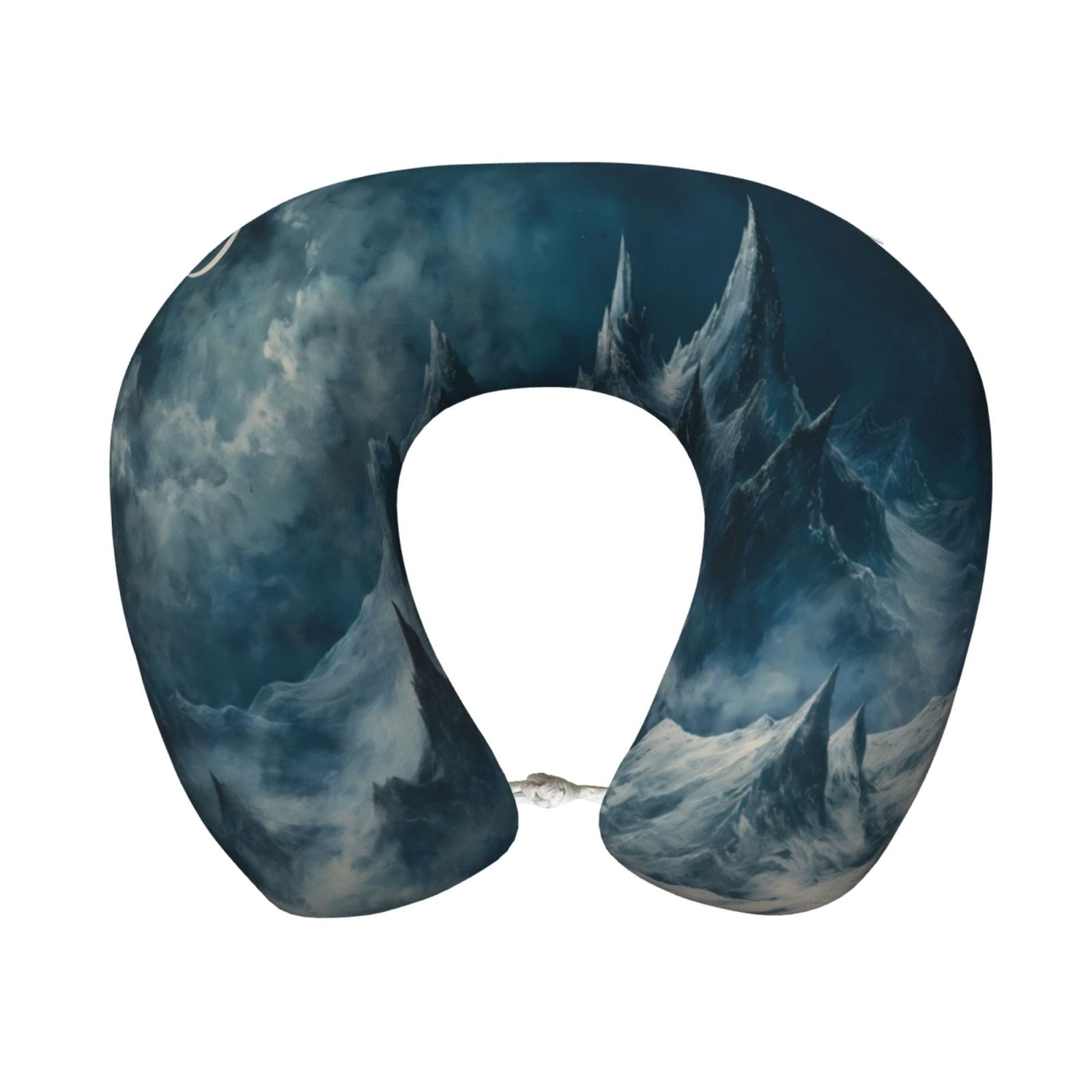 Xecao Mysterious Moonlit Mountains Print Memory Foam Cervical Neck Pillow Versatile U-Shaped Pillows for Home,Office,Camping,Travelling,Soft Washable Cover