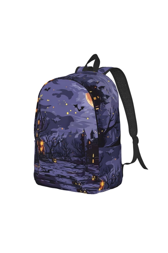 Mystery House Halloween Night for Canvas College Laptop Backpack, a Durable Rucksack for Both Men and Women, ideal for travel, school, and daily use Bag-Medium